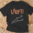 Läuft Krückück [German Language] Black S T-Shirt Geschenke für alte Männer